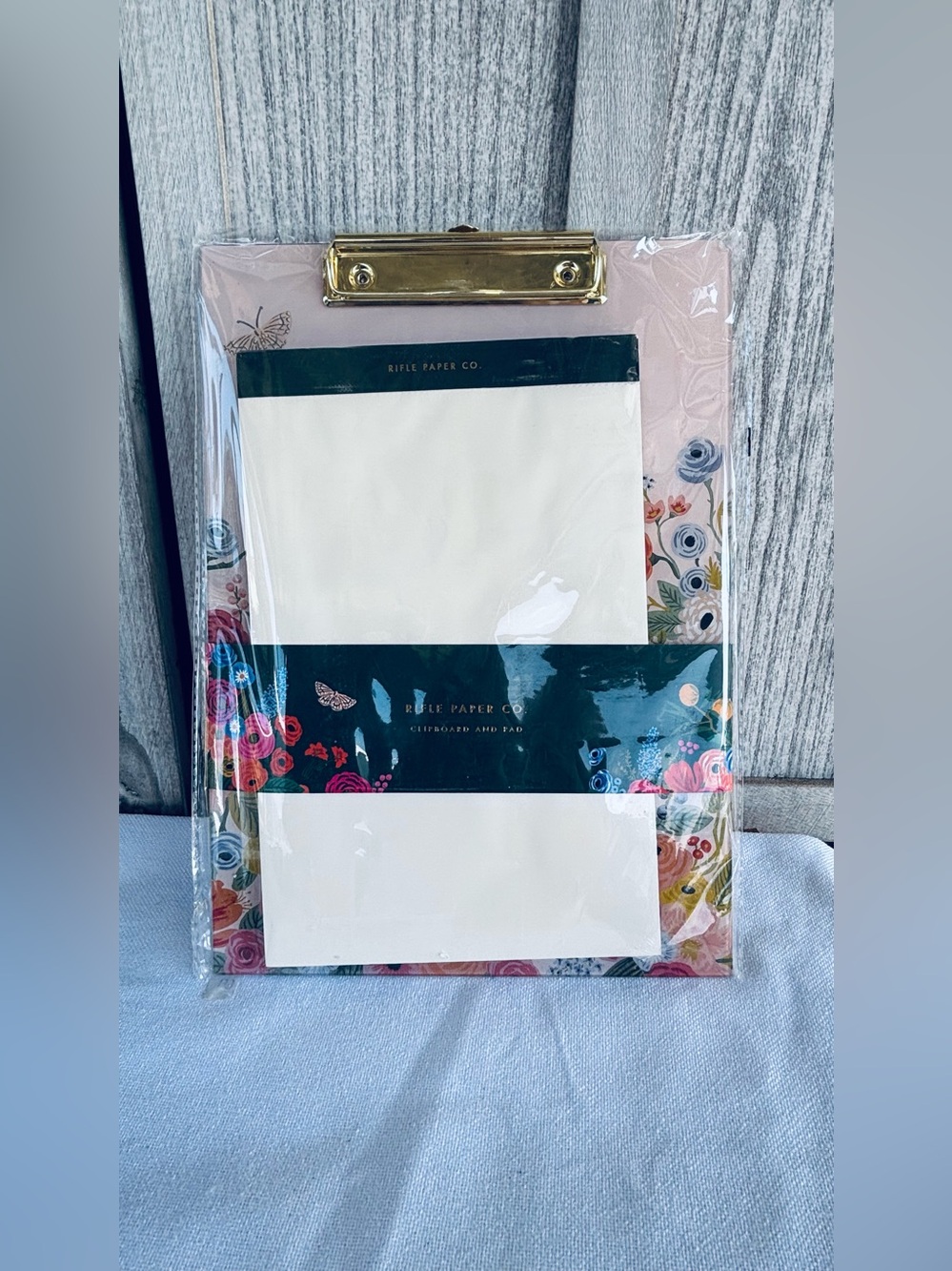 Rifle Paper Co. Pink Floral Clipboard with Gold Clip
